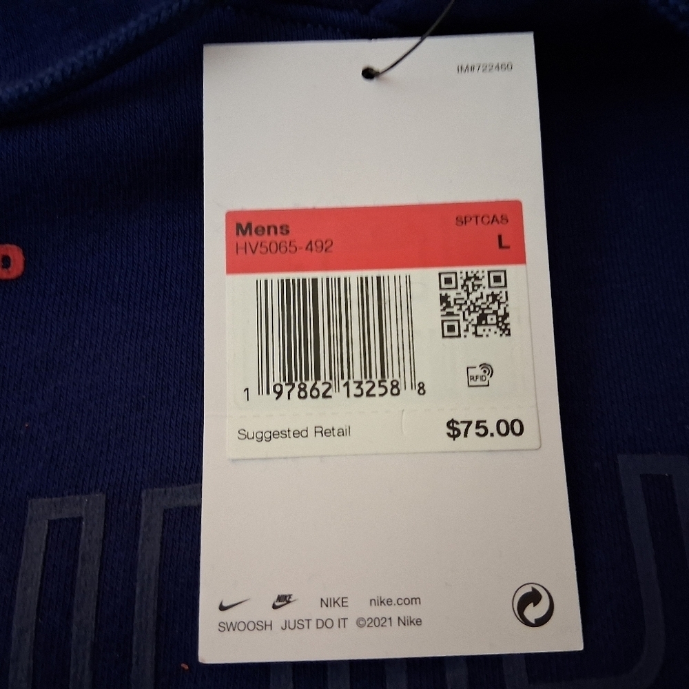 Nike Club Men's Pullover Fleece Hoodie in Deep Blue NWT FV5065-492 Large - Picture 3 of 5